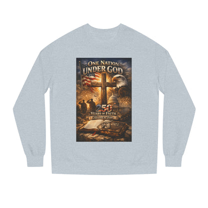 Patriotic Christian Sweatshirt — "One Nation Under God" 25 Years of Faith Crewneck