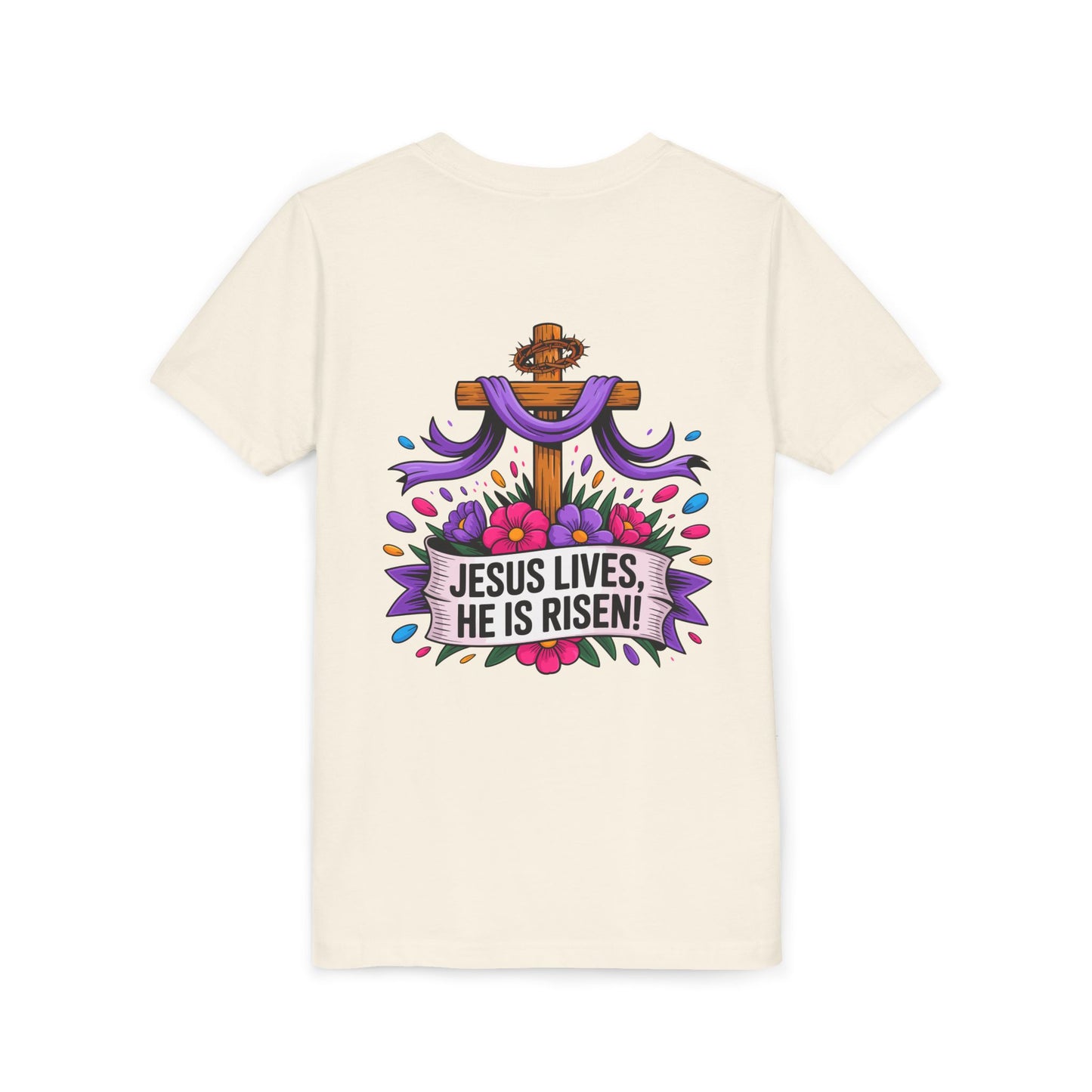 Youth Tee — "Jesus Lives, He Is Risen!" Easter Christian Tee