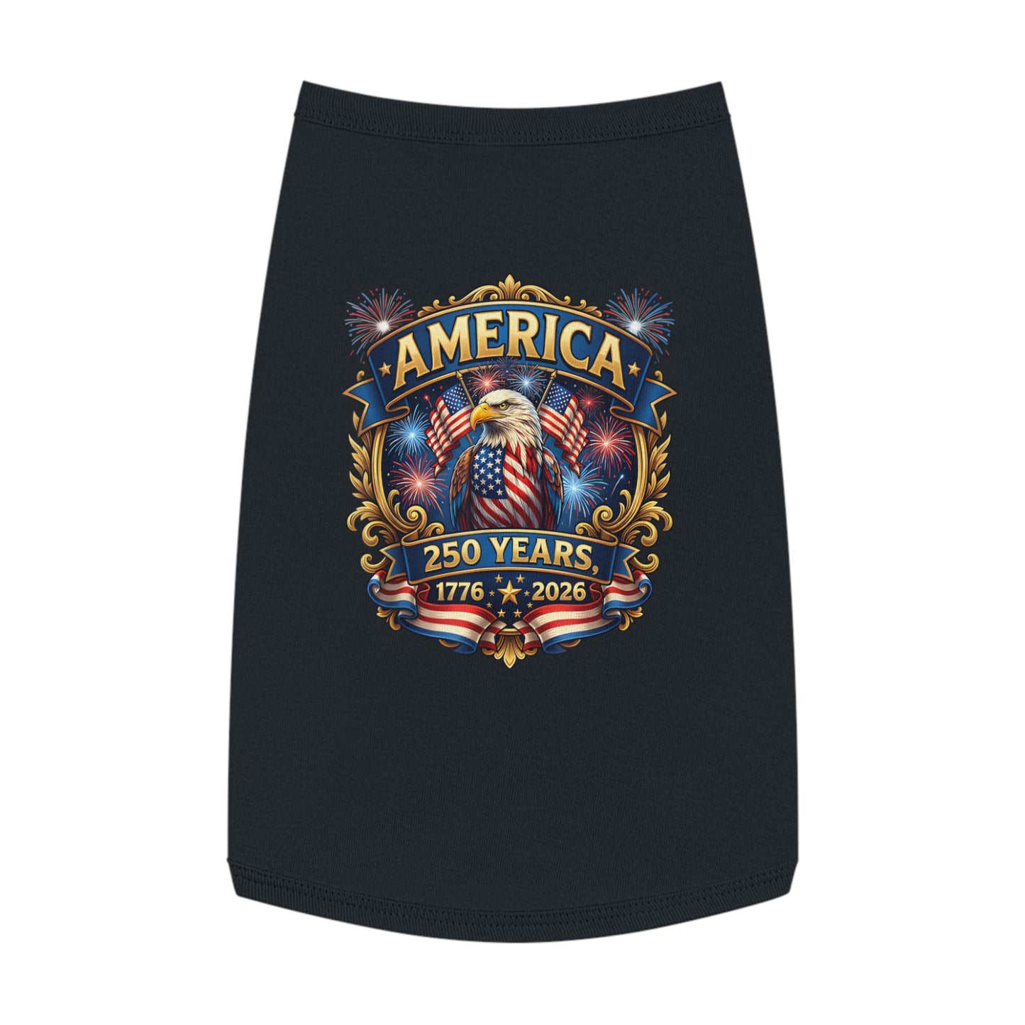 America 250 Pet Tank Top - 1776-2026 Patriotic Eagle & Fireworks