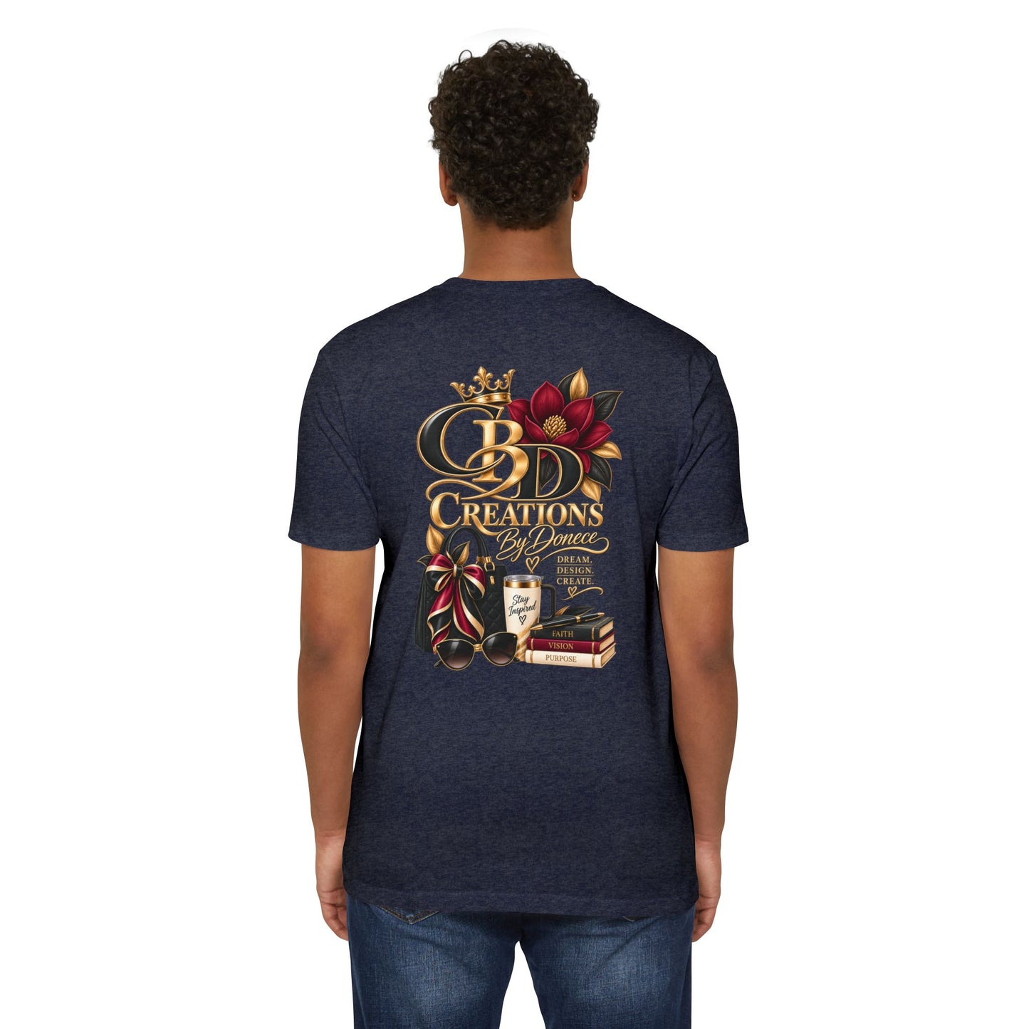 T‑Shirt — CBD Creations Floral Logo Tee (Books, Crown & Coffee Design)