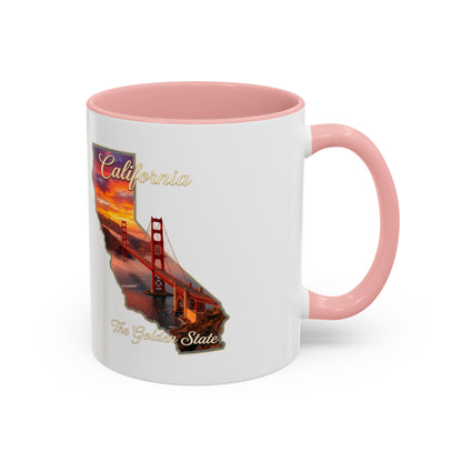 California State Shape Accent Mug – Golden Gate Sunset Coffee Cup (11/15oz)