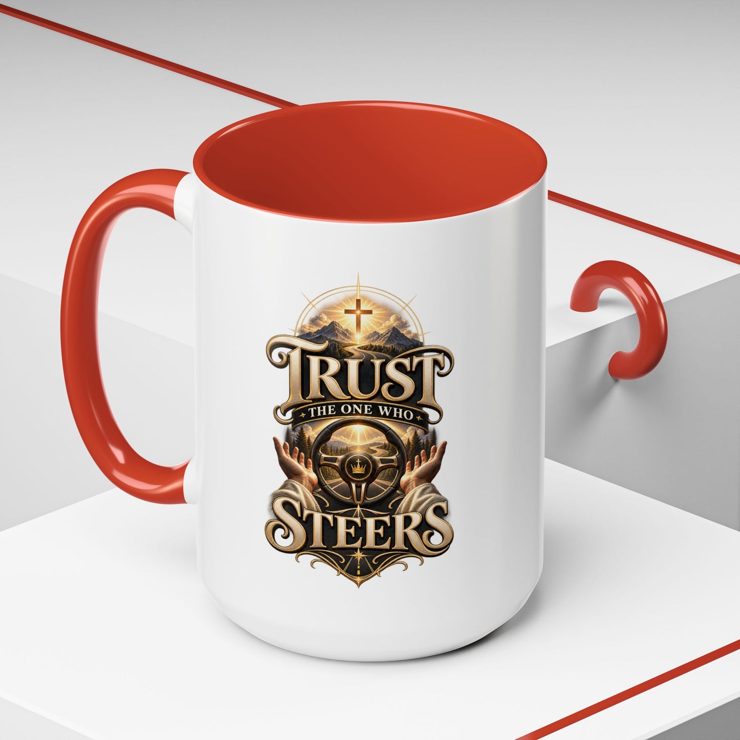 Faith Coffee Mug — "Trust the One Who Steers" Accent 11/15oz