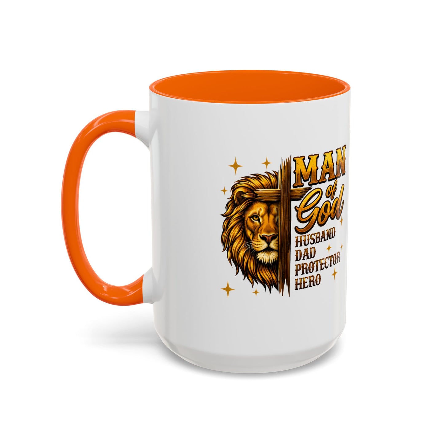 Man of God Lion Coffee Mug — 'Man of God' Religious Gift for Husband, Dad, Protector