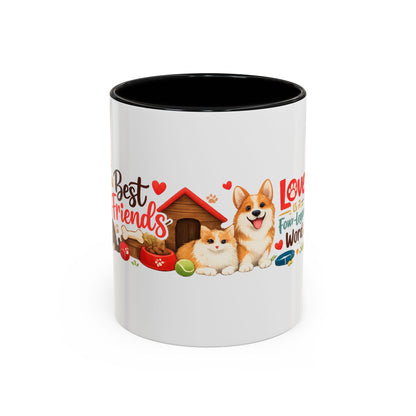 Dog Lover Accent Coffee Mug — “Love is a Four-Legged Word” Ceramic Gift