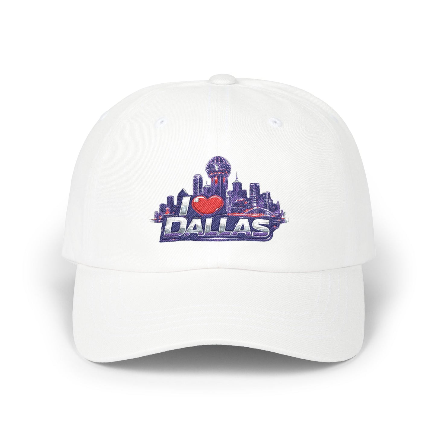 I Heart Dallas Dad Cap - White Embroidered Skyline Baseball Hat