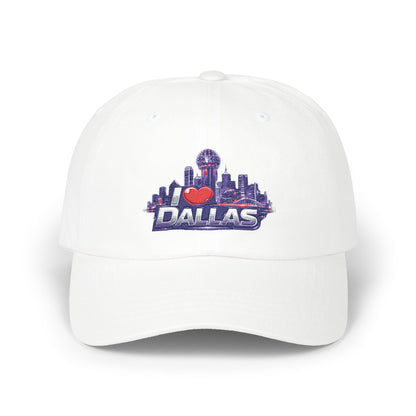 I Heart Dallas Dad Cap - White Embroidered Skyline Baseball Hat