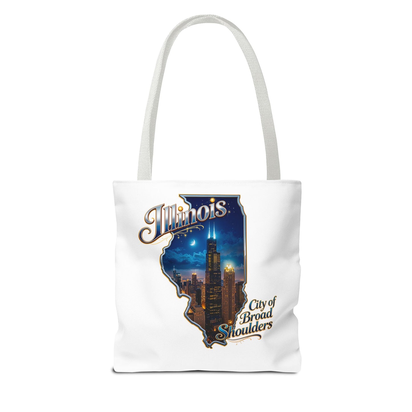 Illinois Skyline Tote Bag — "City of Broad Shoulders" Chicago Night Design