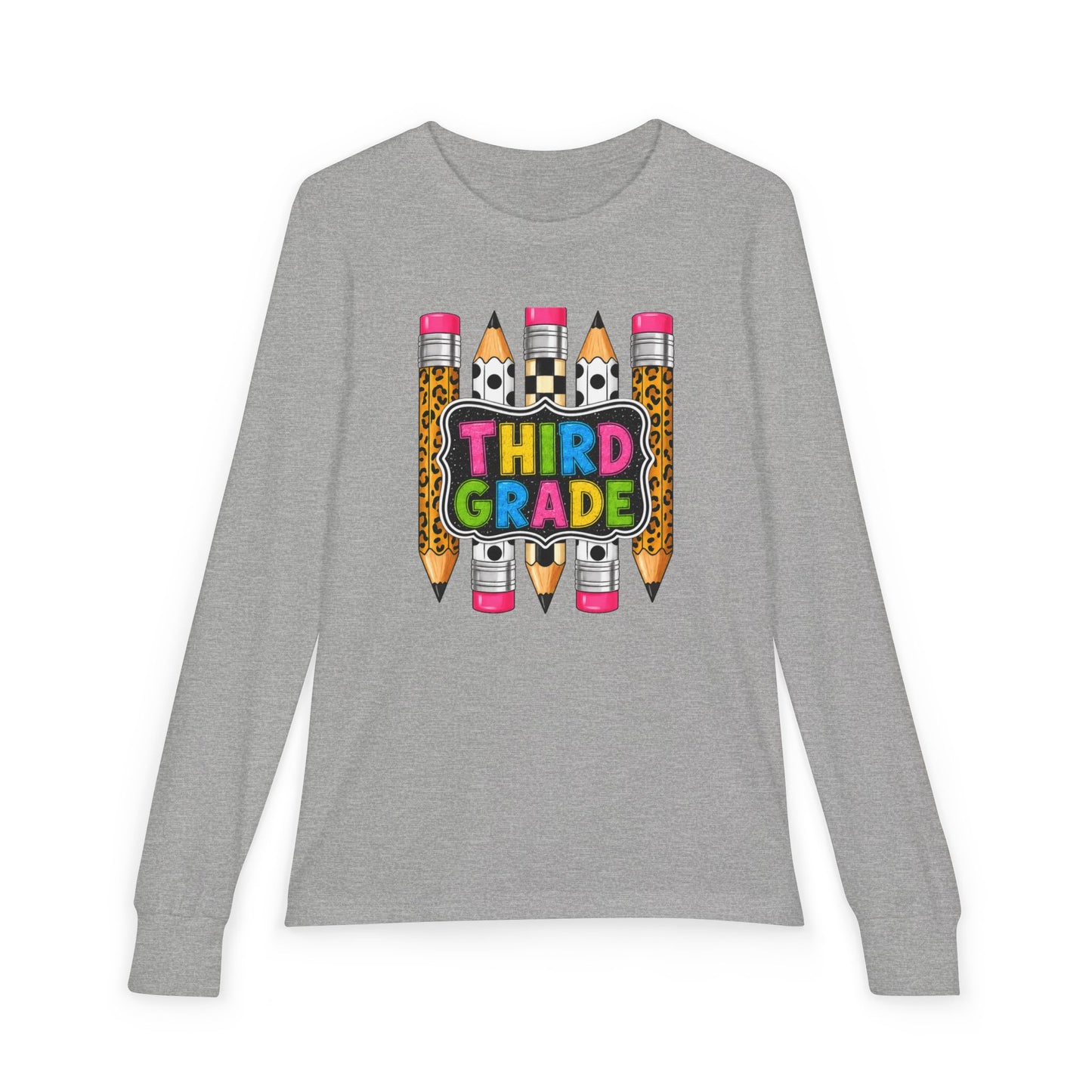 Third Grade Pencil Graphic Long Sleeve Tee