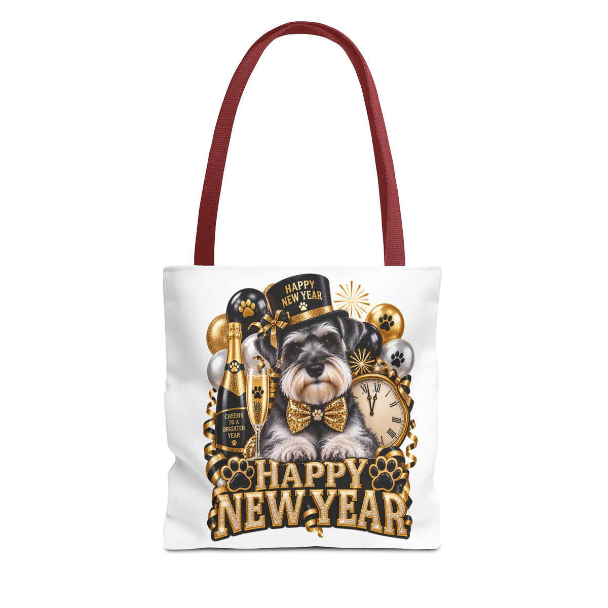 New Year Puppy Tote - Happy New Year Schnauzer Party Bag