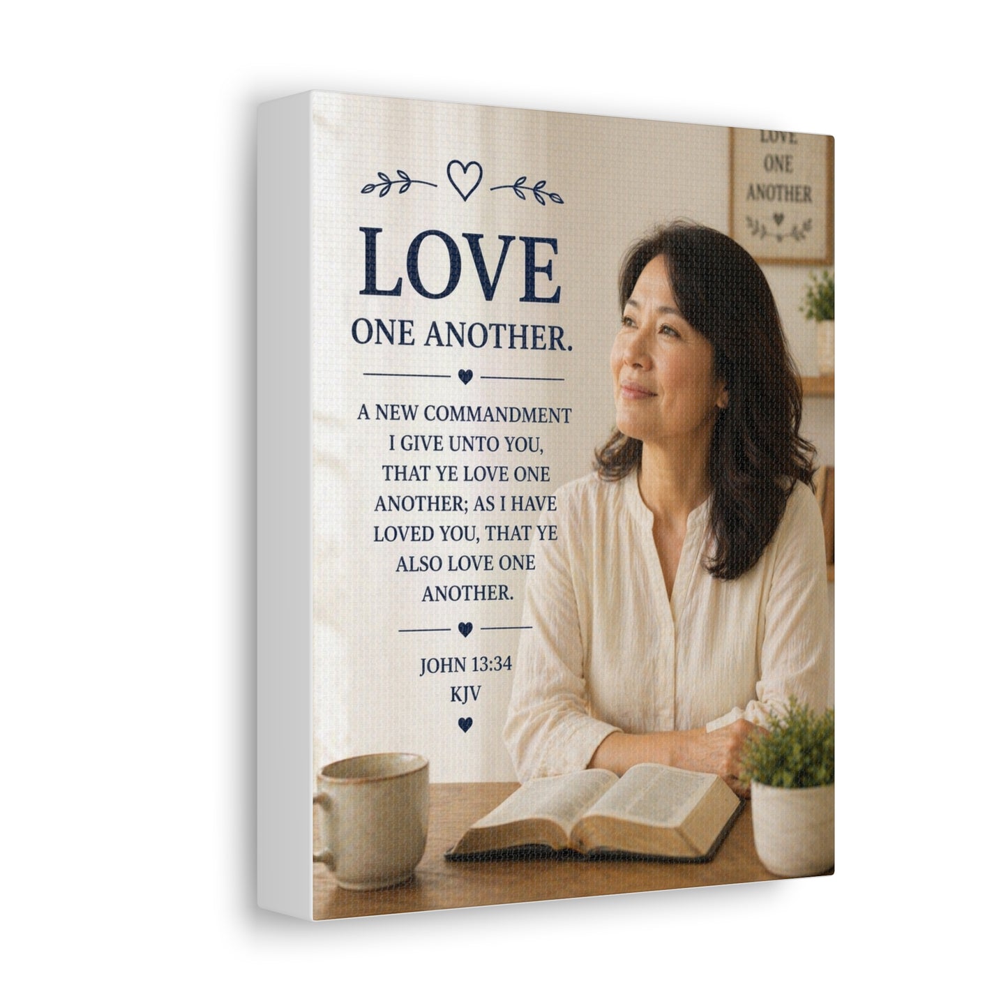 Love One Another — John 13:34 Inspirational Stretched Canvas Wall Art