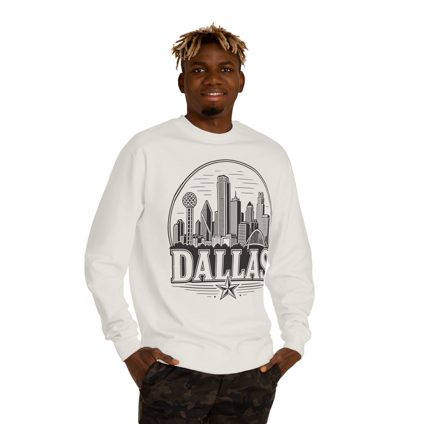 Dallas Skyline Crewneck Sweatshirt — Retro Cityscape Graphic
