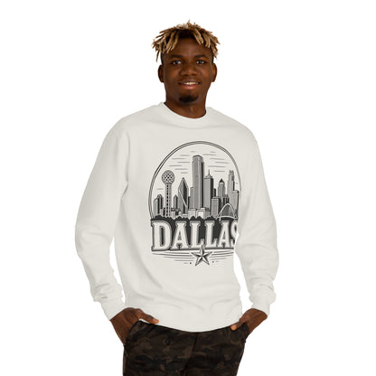 Dallas Skyline Crewneck Sweatshirt — Retro Cityscape Graphic