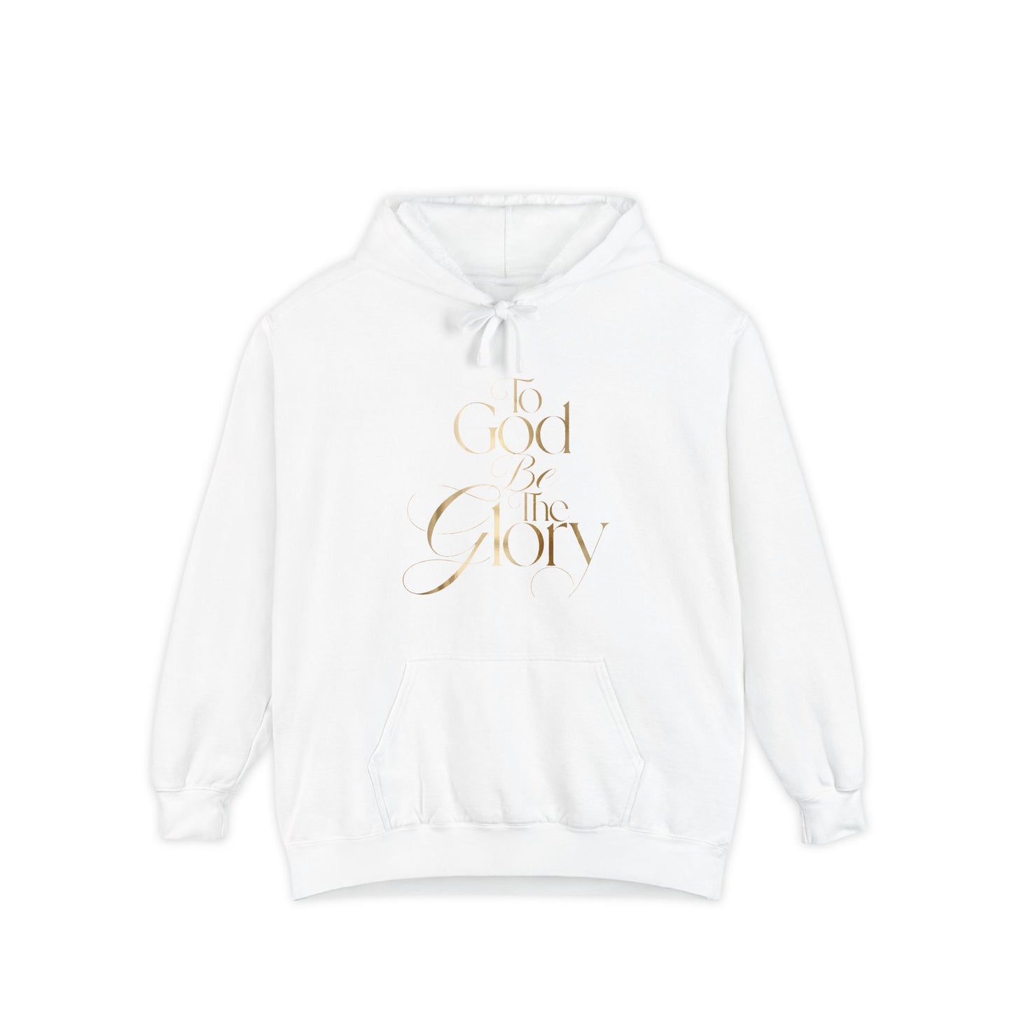 Hoodie — "For Good and For Glory" Gold Script Religious Pullover