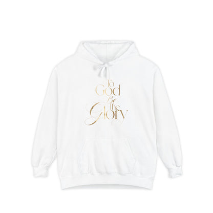 Hoodie — "For Good and For Glory" Gold Script Religious Pullover