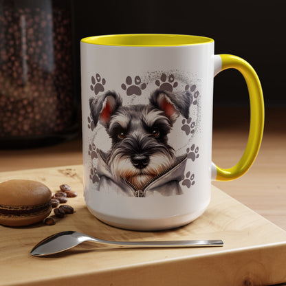 Schnauzer Paw Print Accent Coffee Mug (11/15oz)