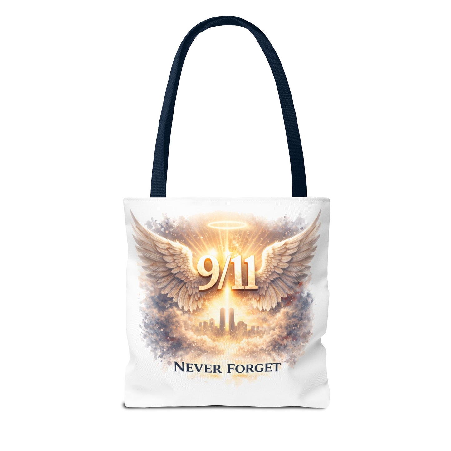 9/11 Memorial Tote Bag – 'Never Forget' Angel Wings Tribute