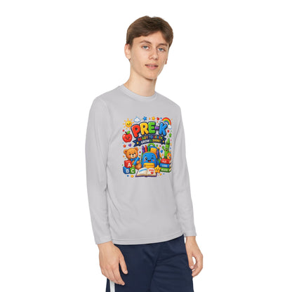 PRE-K Kids Long Sleeve Tee — Back-to-School Preschool Shirt ("Ready to Learn, Grow & Shine")