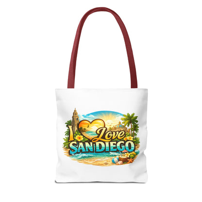 San Diego Tote Bag - "I Love San Diego" Beach City Souvenir