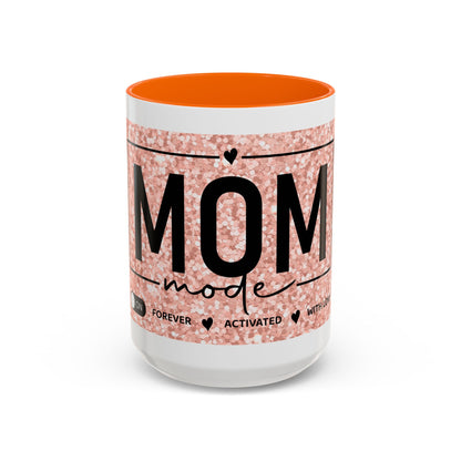 Mom Mode Glitter Accent Coffee Mug – 'Mom Mode' Rose Gold Sparkle (11/15oz)