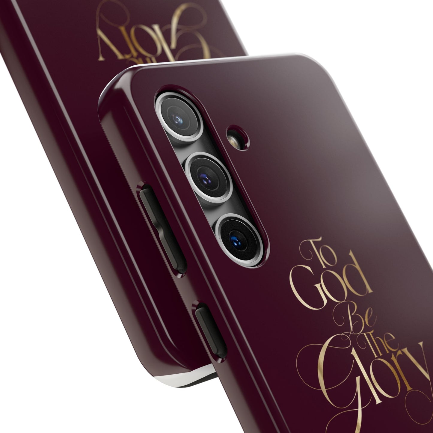 To God Be The Glory Tough Phone Case — Burgundy Gold Christian Scripture Cover