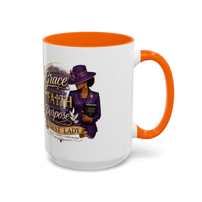 Faith & Purpose Accent Coffee Mug — First Lady Church Design (11/15oz)