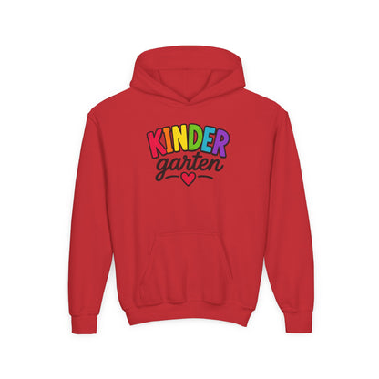 Kindergarten Kids Hoodie — Colorful Heart Graphic Back-to-School Sweatshirt