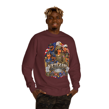 Veterans Tribute Sweatshirt — Patriotic Military Emblems & Eagle Crewneck