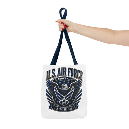 U.S. Air Force Eagle Tote Bag - "Aim High" Military Canvas Tote