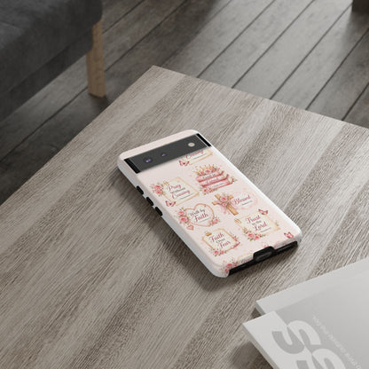 Christian Floral Phone Case — "Pray Without Ceasing" Faith Cross Design