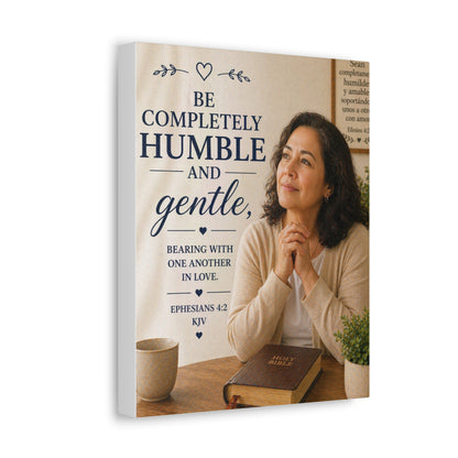 Canvas Wall Art — "Be Completely Humble and Gentle" Biblical Scripture (Ephesians 4:2)