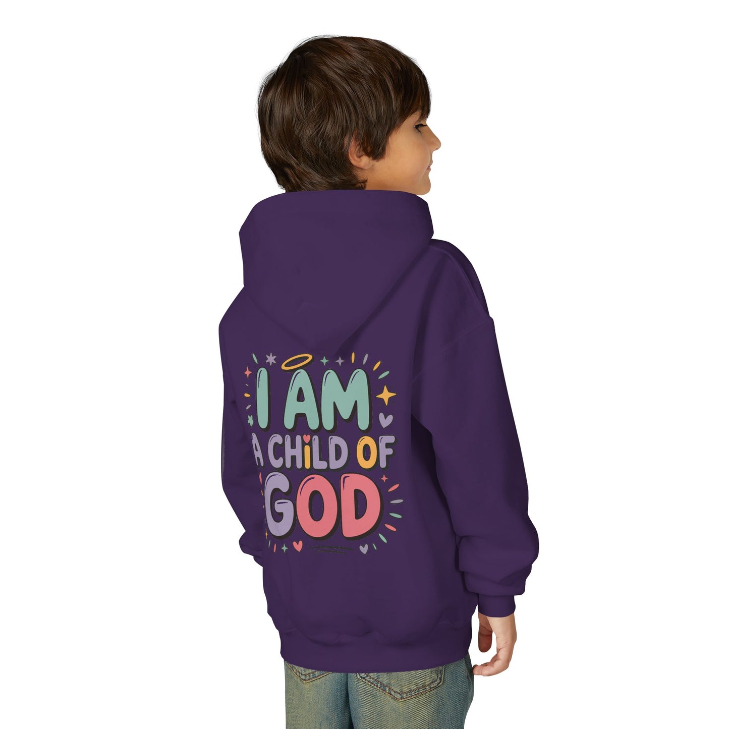 Youth Hoodie — "I Am a Child of God" Inspirational Kids Hooded Sweatshirt