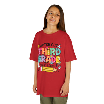 Third Grade Back to School Kids Tee — "Watch Out Third Grade Here I Come"
