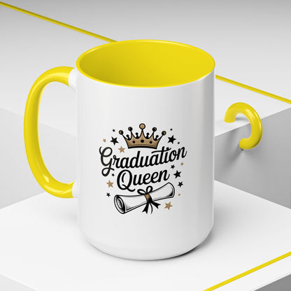 Graduation Queen Accent Coffee Mug — 11/15oz Ceramic Gift with Crown & Diploma Design