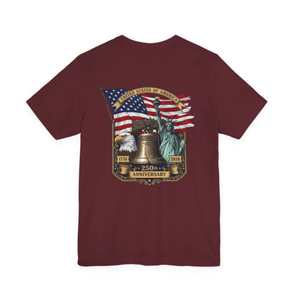Liberty 250th Anniversary T-Shirt — American Flag, Liberty Bell & Statue of Liberty Tee