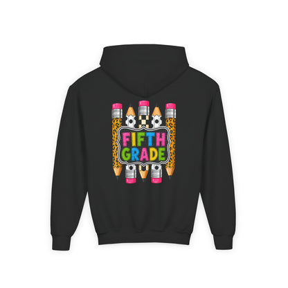 Fifth Grade Kids Hoodie — Colorful Pencil Back‑to‑School Sweatshirt for Students