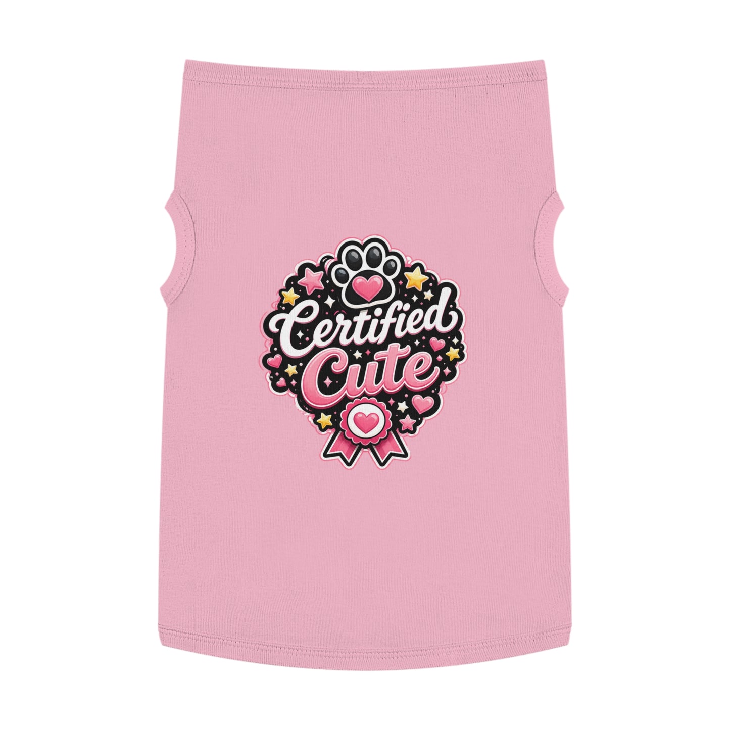 Certified Cute Pet Tank Top — Pink Paw Ribbon Dog Shirt