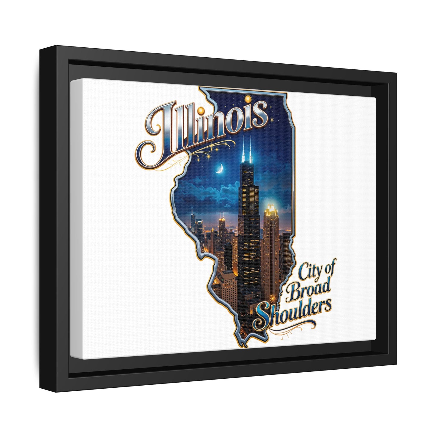 Illinois City of Broad Shoulders Matte Canvas Framed Wall Art
