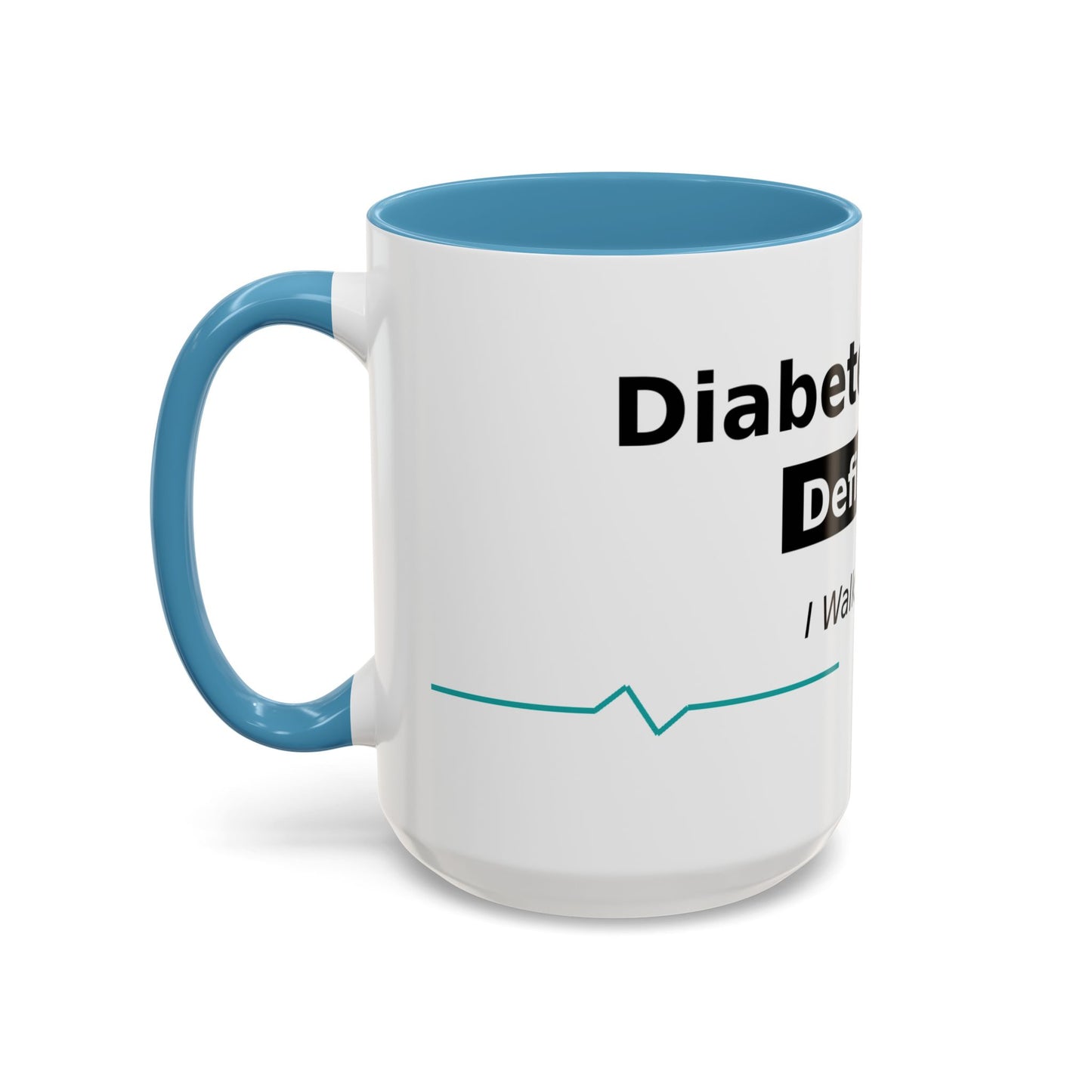 Diabetes Won't Define Me Accent Coffee Mug — "I Walk by Faith" Inspirational Tea Cup