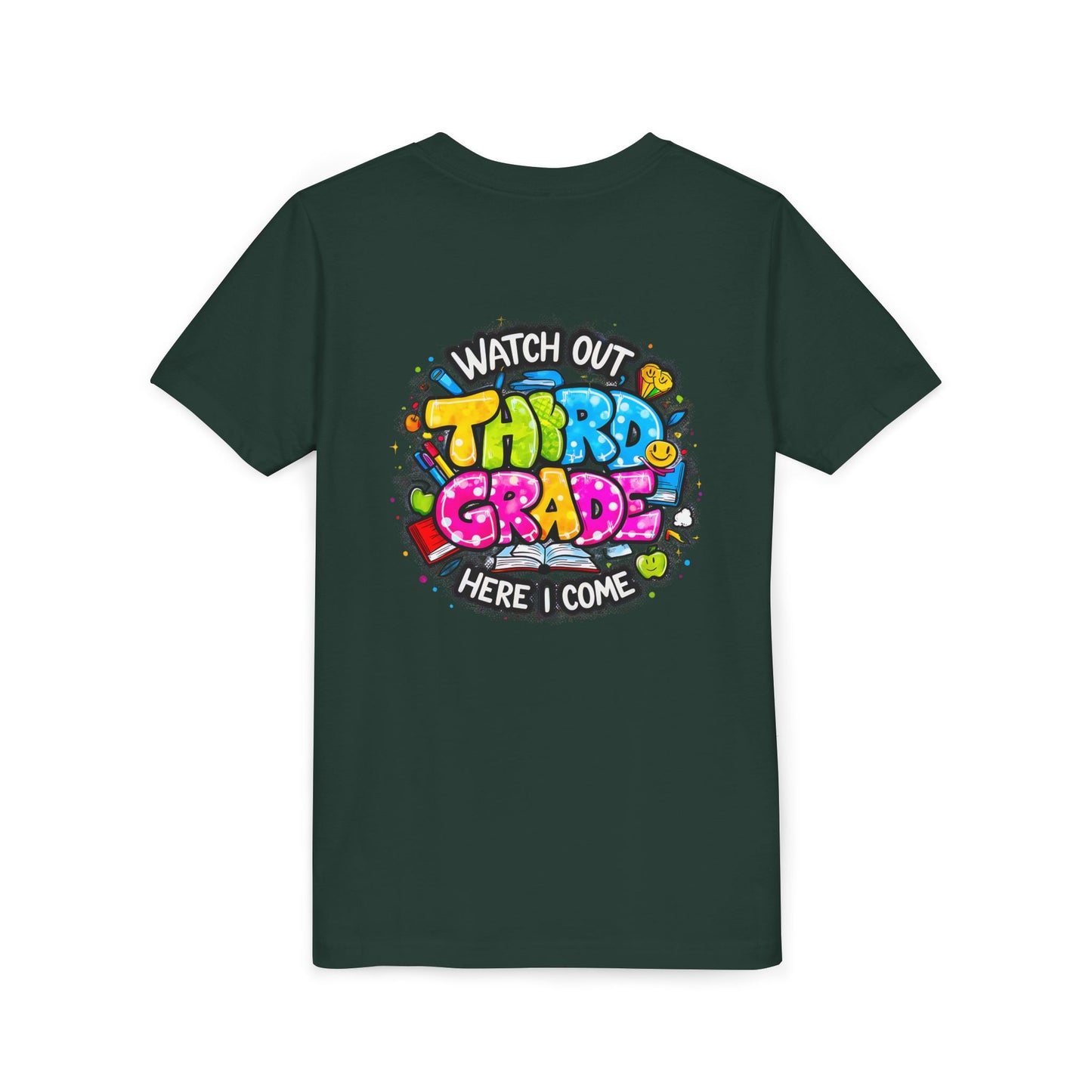 Third Grade Kids T‑Shirt — "Watch Out Third Grade Here I Come" Back-to-School Tee