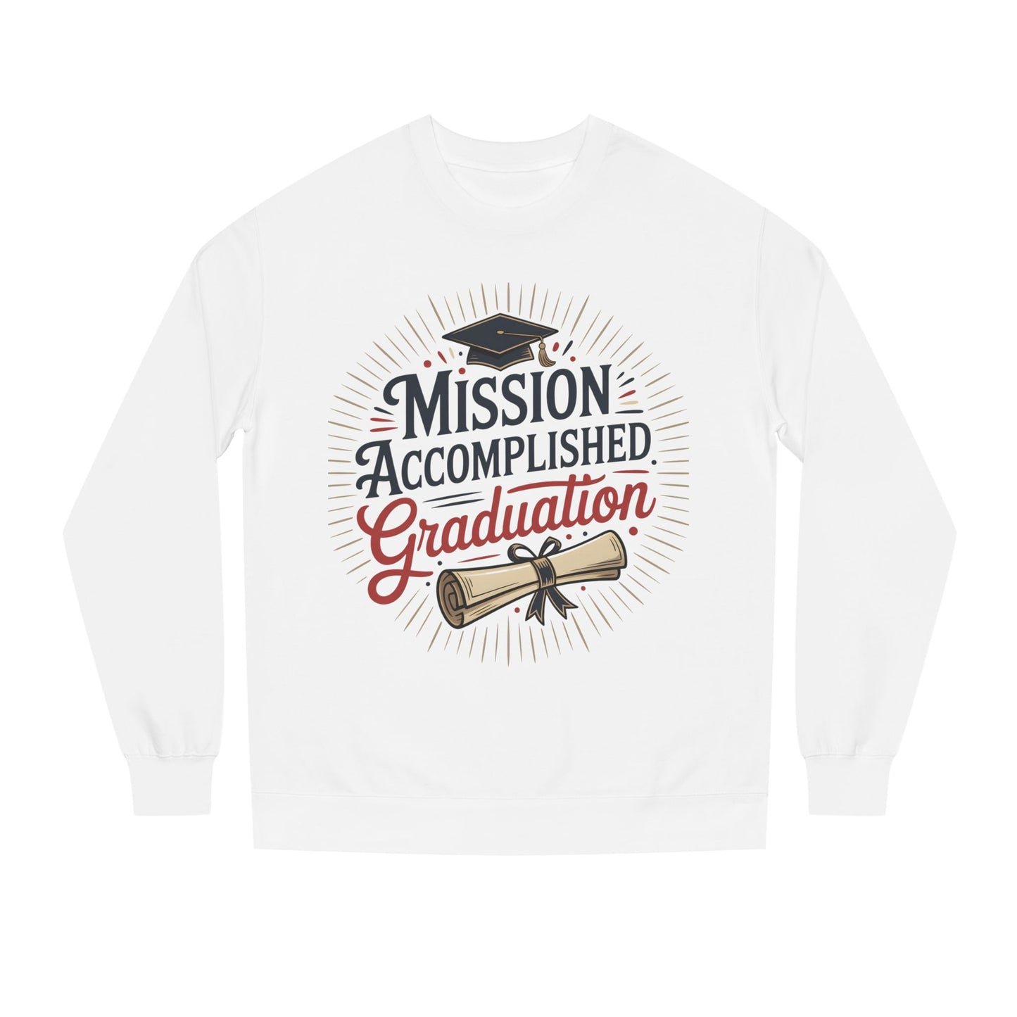 Graduation Sweatshirt "Mission Accomplished" - Grad Cap & Diploma Pullover