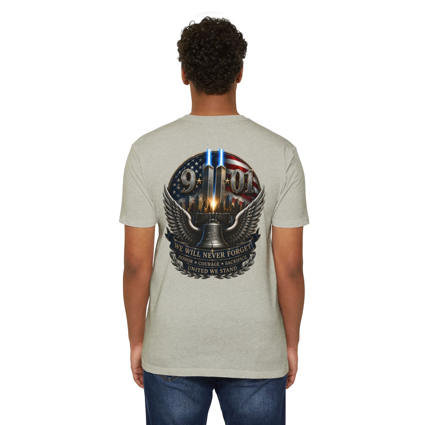 9/11 Never Forget Memorial T-Shirt — Twin Towers Tribute Tee