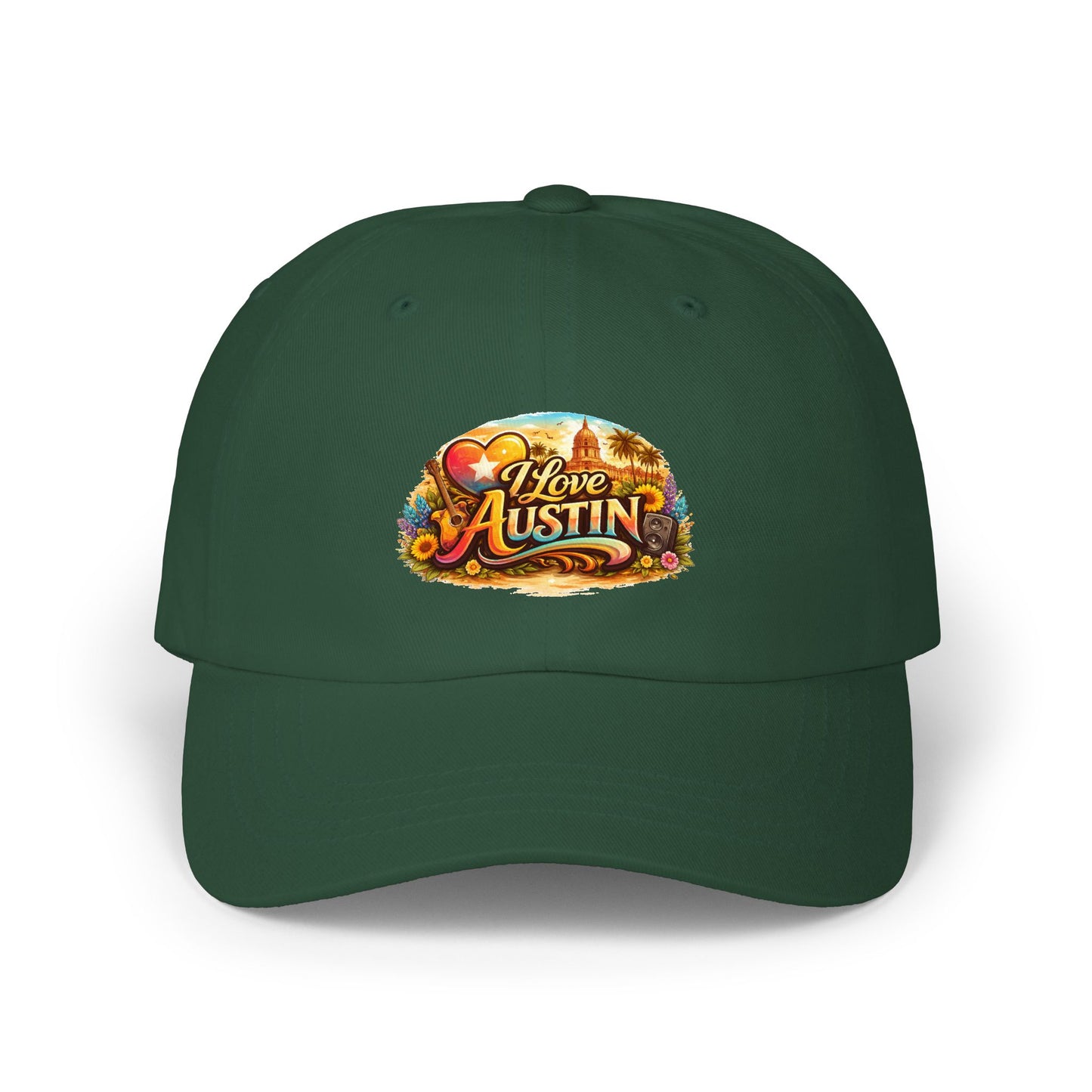 I Love Austin Dad Cap — Floral Heart City Pride Baseball Hat