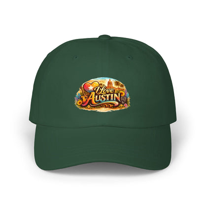 I Love Austin Dad Cap — Floral Heart City Pride Baseball Hat