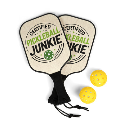 Pickleball Paddle Set – “Certified Pickleball Junkie” Paddle & Balls Kit