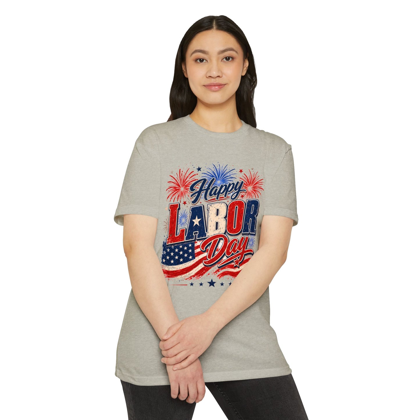 Labor Day T-Shirt — "Happy Labor Day" Patriotic Fireworks Tee