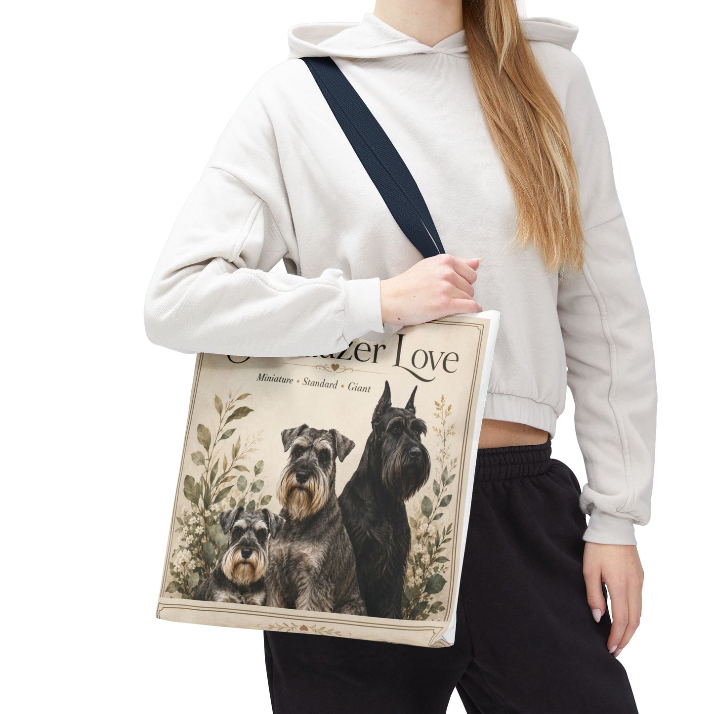 Schnauzer Love Tote Bag — Illustrated Dog Portraits, Miniature Standard Giant