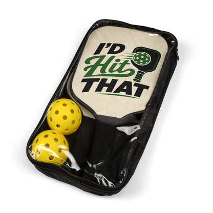 Pickleball Paddle Set - "I'd Hit That" Graphic Pickleball Kit with 2 Paddles & Balls