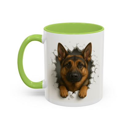 German Shepherd Coffee Mug — "Peek-a-Buddy" Accent Dog Mug (11/15oz)