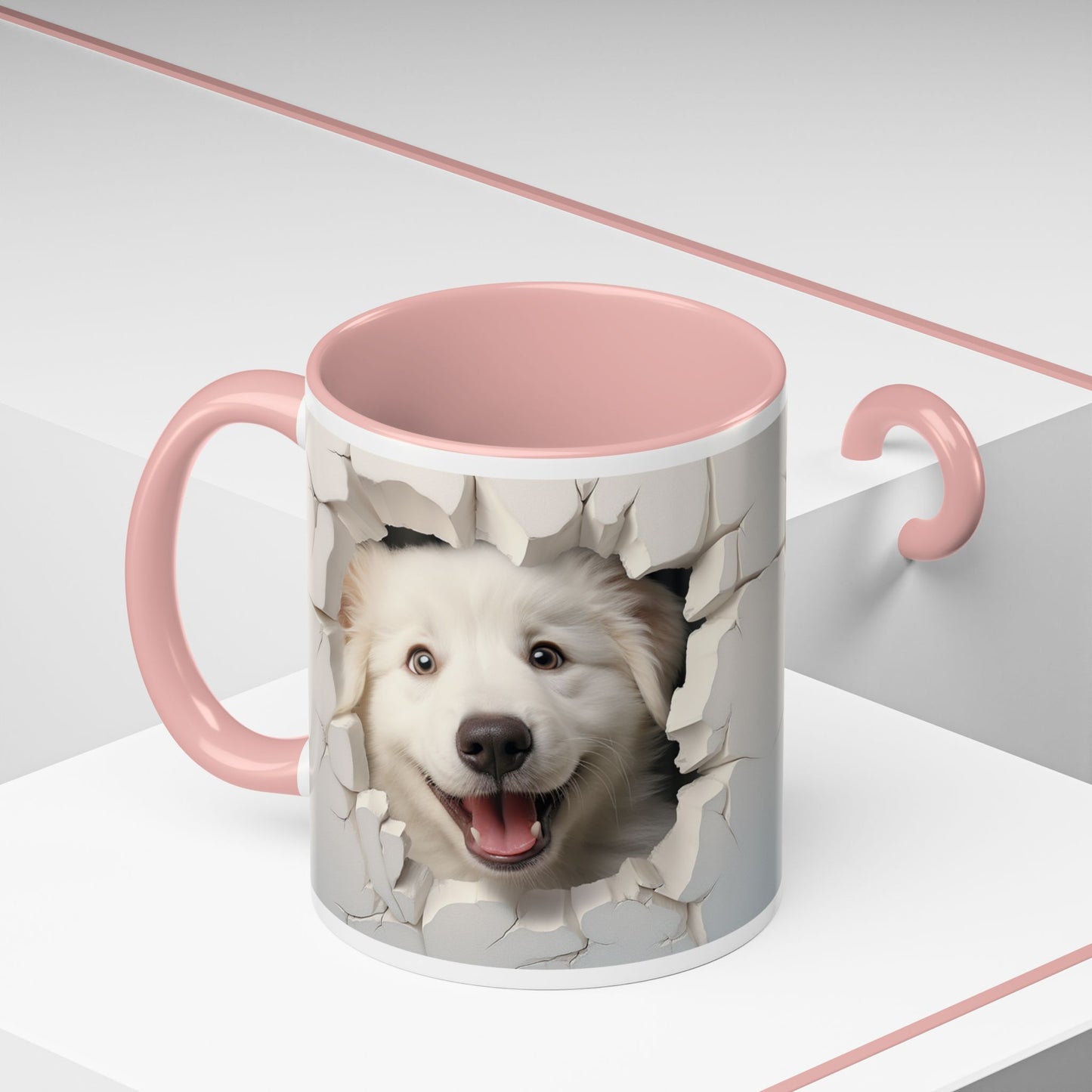 Smiling Dog Breaking Wall Accent Coffee Mug (11/15oz)