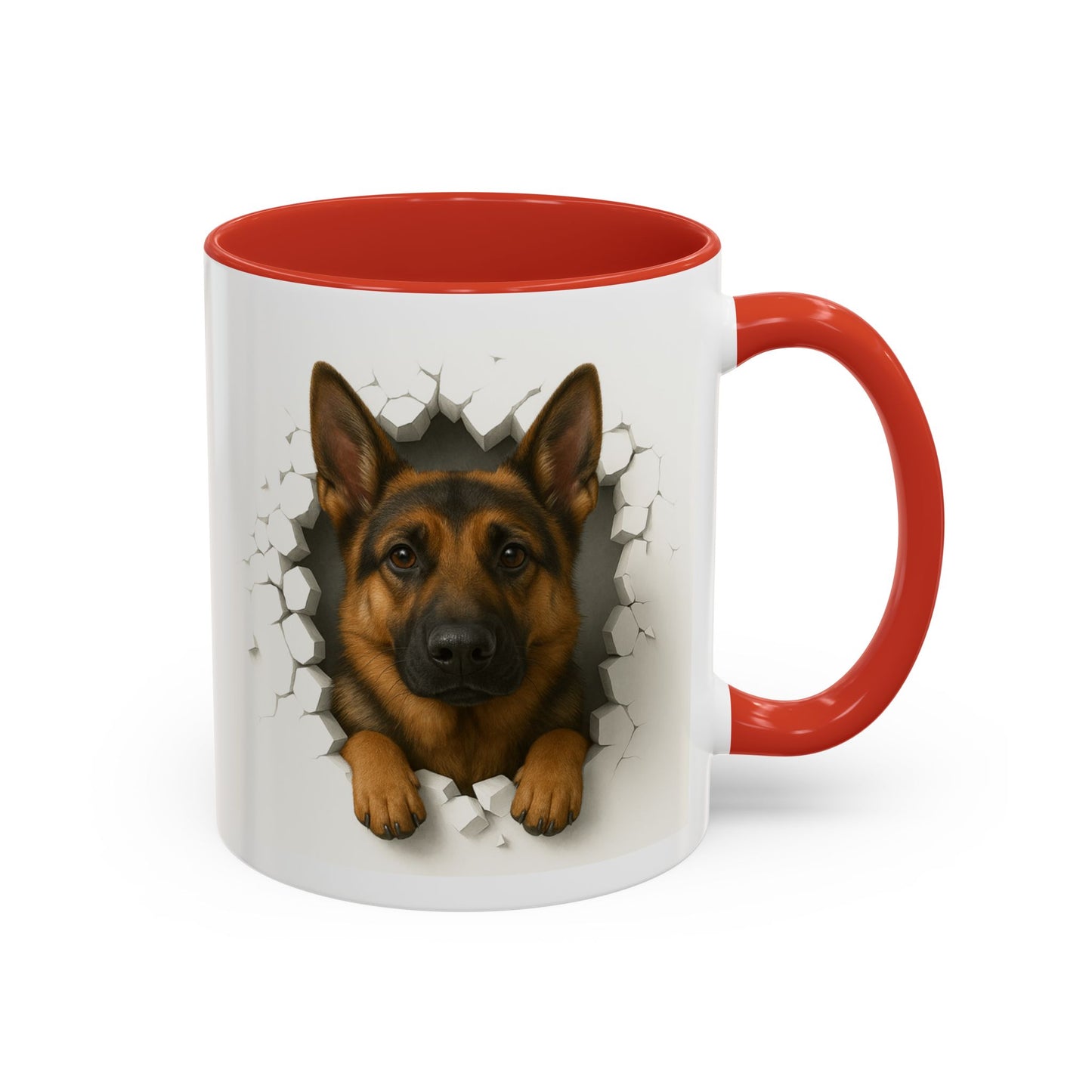 German Shepherd Coffee Mug — "Peek-a-Buddy" Accent Dog Mug (11/15oz)